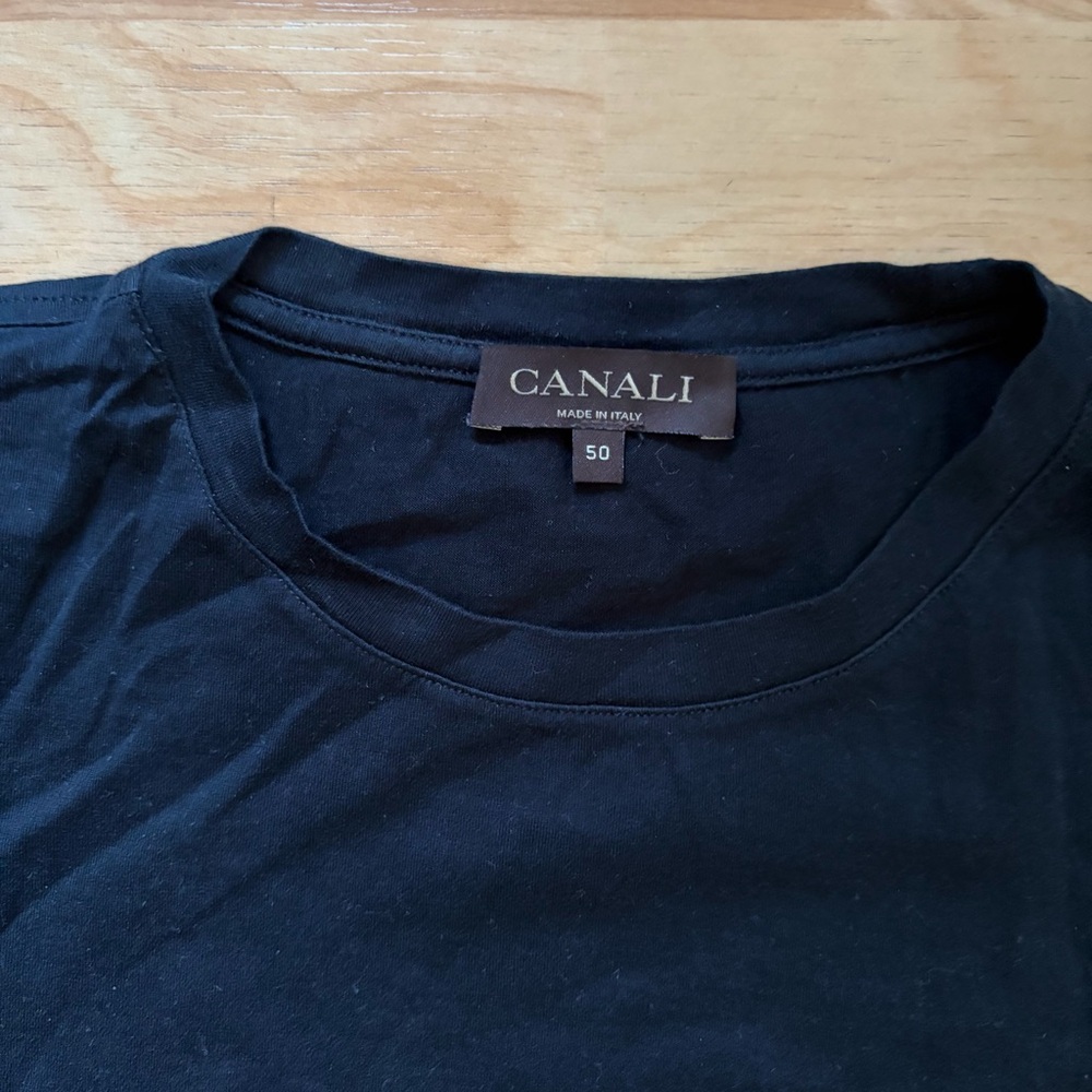 Canali Men's Classic Black Short Sleeve Tee View 2